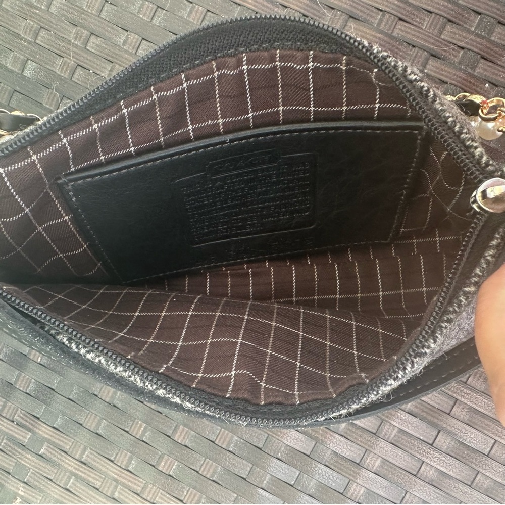 Coach Black and Gray Herringbone Mini Shoulder Bag - Picture 7 of 15